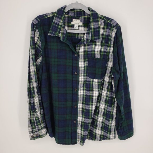 LL Bean Relaxed Fit Scotch Plaid Flannel Button Down Shirt XL - Picture 3 of 12
